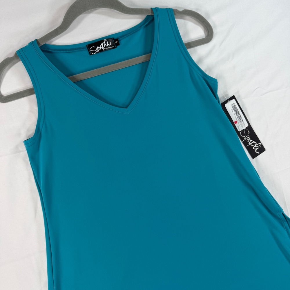 Sympli Sleeveless Go To Wide U-Neck T Relax Turquoise Tank Top 21112R Size 4 NEW